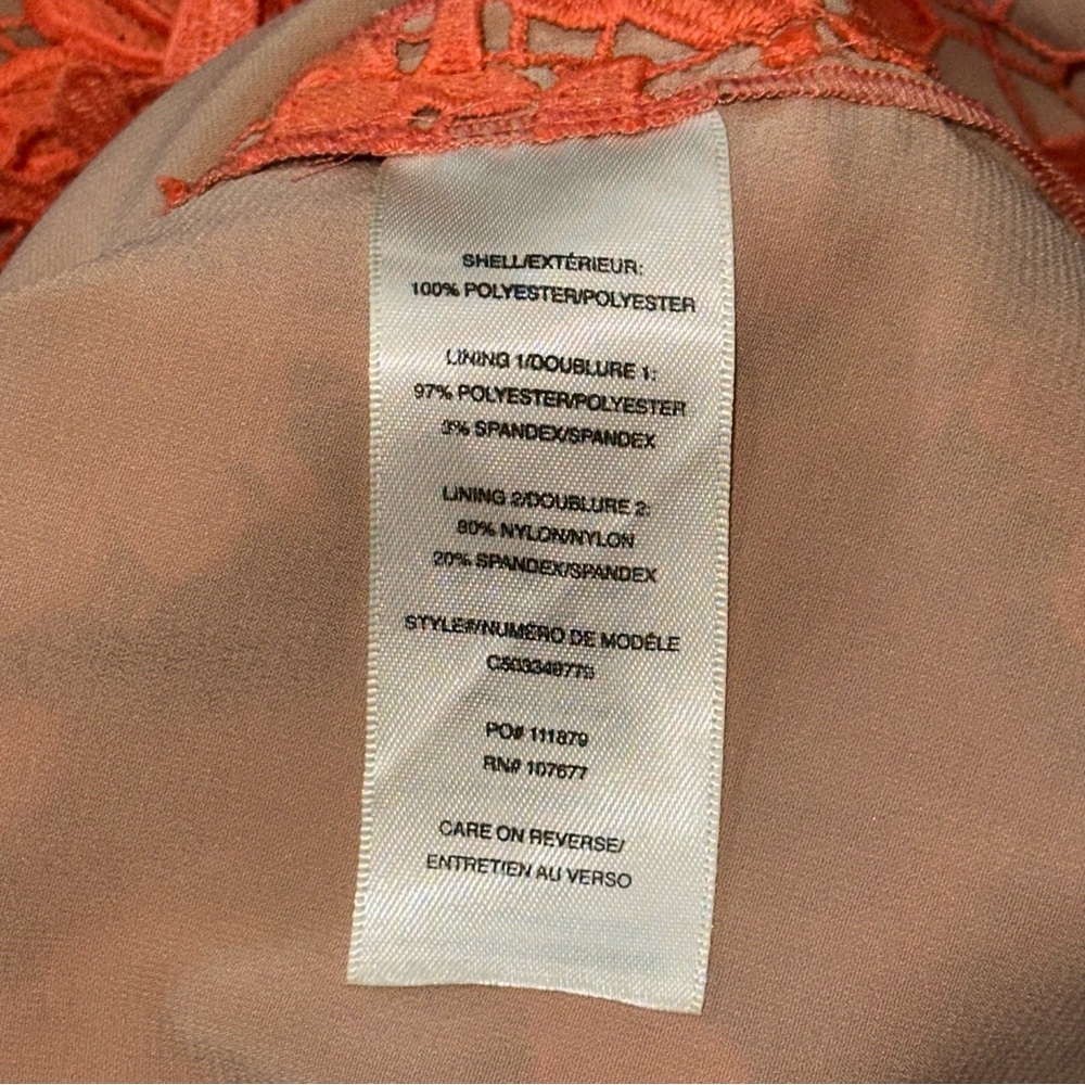 Alice + Olivia Women’s Size 6 Orange Crochet Lace Nude Knee Length Pencil Skirt - Picture 7 of 9